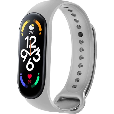 Afbeelding van iMoshion Bandje Geschikt voor Xiaomi Mi band 7 Siliconen inkliksysteem ronde sluiting Grijs