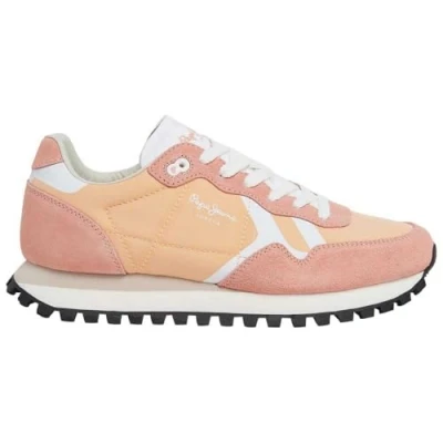 Afbeelding van Pepe Jeans BRIT Sneakers laag, Dames, Maat: 38, Peach orange Leer/ synthetisch
