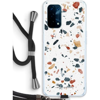 Afbeelding van Case Company® hoesje met Koord geschikt voor Oppo A93 5G Terrazzo N4 Telefoonhoesje Zwart Bescherming aan alle Kanten en Over de Schermrand