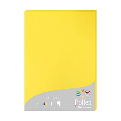 Afbeelding van Clairefontaine 24217C Etui met 25 vellen, formaat A4 (21 x 29,7 cm), 210 g/m², zonnegeel, uitnodigingspapier, evenementen en correspondentie, reeks pollen, premium papier glad