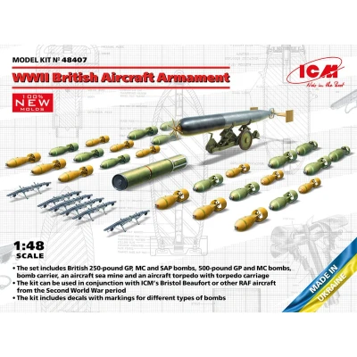 Afbeelding van 1:48 ICM 48407 WWII British Aircraft Armament Plastic Modelbouwpakket