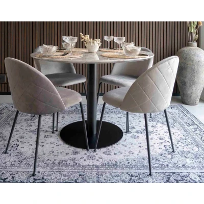 Afbeelding van House Nordic Eetkamertafel Bolzano Marmerlook Ø110cm (Zwart Frame)