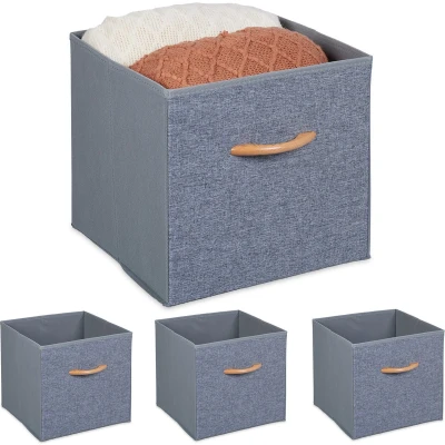 Afbeelding van Relaxdays opbergmanden met handgreep set van 4 24 liter grote opbergbox stof