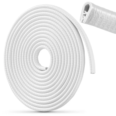 Afbeelding van 5 m autodeurrandbescherming, U vorm, wit, rubber, universele pasvorm, zonder lijm