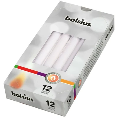 Afbeelding van Bolsius gotische tafelkaars Wit 245/24 mm doos 12 Stuks