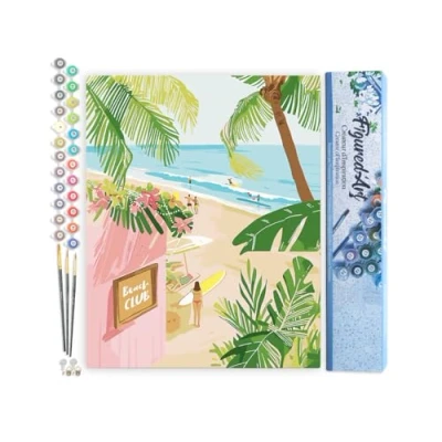Afbeelding van Figured&#039;Art Schilderen op Nummer Volwassenen canvas Strandclub Handwerk acrylverf Kit DIY Compleet 40x50cm zonder frame