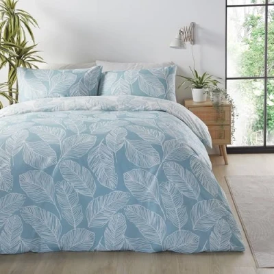 Afbeelding van Fusion Matteo Kingsize beddengoedset met dekbedovertrek en 2 kussenslopen 230 x 220 cm, omkeerbaar patroon, polykatoen, wit/blauw
