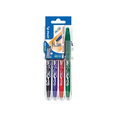 Image de Set 4 stylos Pilot Pen Frixion Ball 07 Noir Bleu Rouge et Vert