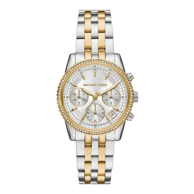 Afbeelding van Michael Kors Traditional RITZ Chronograaf, Dames, Maat: One Size, Gold silver