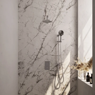 Afbeelding van Brauer Glad 20cm Rechte wandarm 3 Standen handdouche Met glijstang Chroom