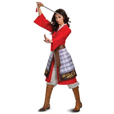 Afbeelding van Disguise Mulan Deluxe Hero Dameskostuum, rood, L (12 14) US