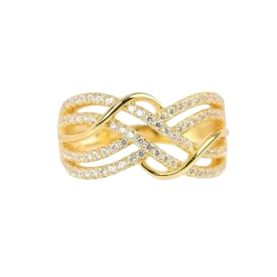 Afbeelding van Dames Ring Goud met Diamonds Luxe Damesring Full Fashion Exclusieve Diameter 20mm