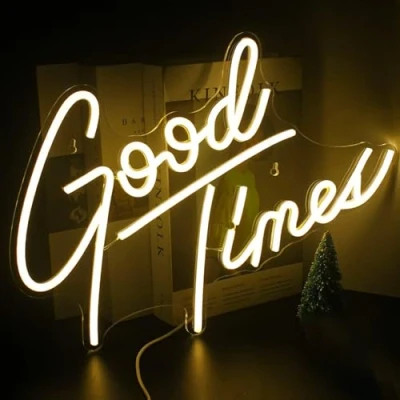 Afbeelding van Looklight Goede Tijden Neon Teken Warm Wit Led Lichten Brief Licht Usb Bediend Acryl Gelukkig Muur Decor voor Slaapkamer Bar Game Room Bruiloft Verjaardag Party