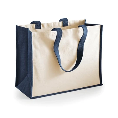 Afbeelding van Westford Mill Printers Jute Classic Shopper WM422 Navy