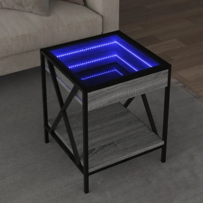 Afbeelding van Salontafel met Infinity LED 40x40x49 cm grijs sonoma eikenkleur