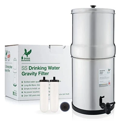 Afbeelding van British Berkefeld, DOULTON zwaartekrachtwaterfiltersysteem met 2 keramische filterpatronen voor het verwijderen van fluoriden (inhoud 8,5 l)