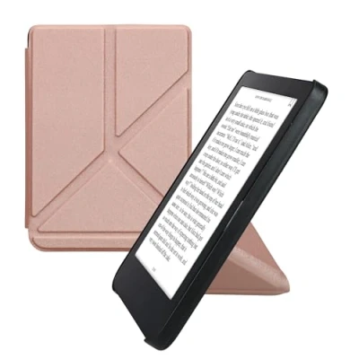 Afbeelding van kwmobile E reader hoesje geschikt voor Kobo Clara 2E hoes Ereader flip case met standaard cover van kunstleer In roségoud