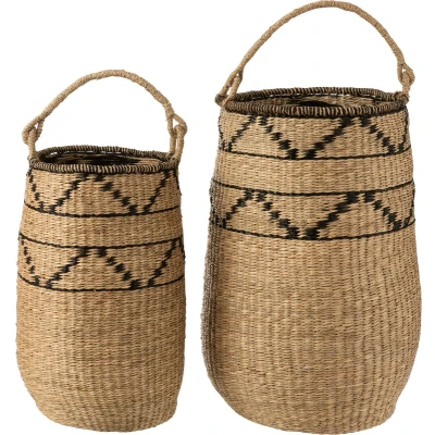 Afbeelding van J Line set van 2 manden zeegras naturel/zwart