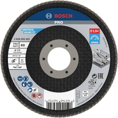 Afbeelding van Bosch Accessories 2608605452 X571 Lamellenschijf Diameter 115 mm Boordiameter 22.33 Staal 1 stuk(s)