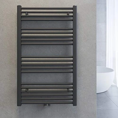 Afbeelding van SONNI Handdoekdroger Badkamerradiator Centrale Aansluiting Handdoekwarmer Antraciet Recht 60 x 100 cm