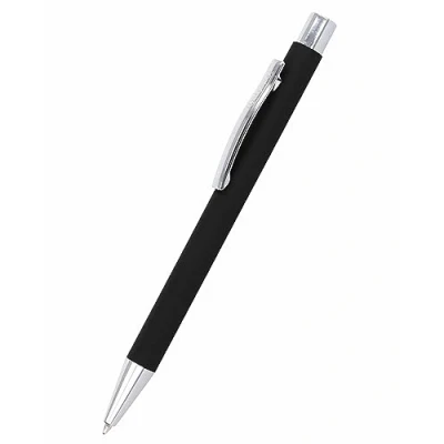 Afbeelding van Online Balpen van aluminium, verwisselbare grote vulling, schrijfkleur zwart, onuitwisbaar, klassiek met softtouch gevoel, zilveren metalen clip