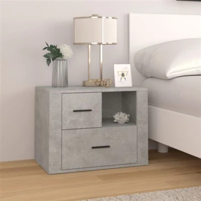 Afbeelding van Nachtkastje 60x36x45 cm bewerkt hout betongrijs