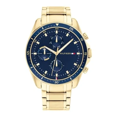 Afbeelding van Tommy Hilfiger Parker Horloge goldcoloured/blue, Heren, Maat: One Size, Gold coloured/blue