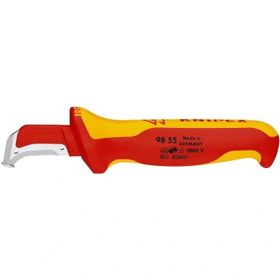 Image de KNIPEX 98 55 couteau de démontage avec sabot coulissant manche isolé à plusieurs composants, testé VDE 180 mm
