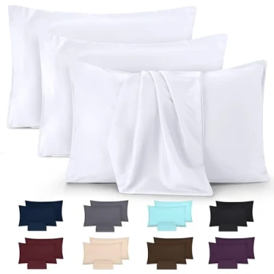 Afbeelding van Utopia Bedding Set van 4 kussenslopen, 50 x 80 cm, 100% polyester, wit, kussenslopen krimp en kleurecht
