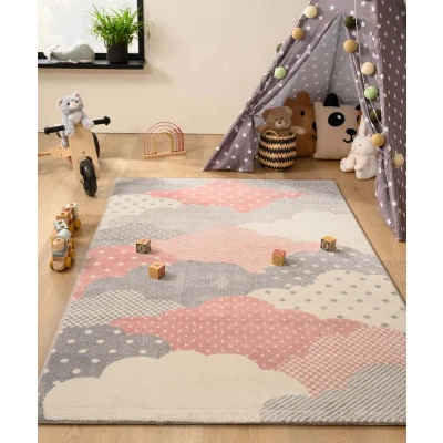 Afbeelding van Vloerkleed Kinderkamer Wolk Magic Roze/grijs 120x170 Cm