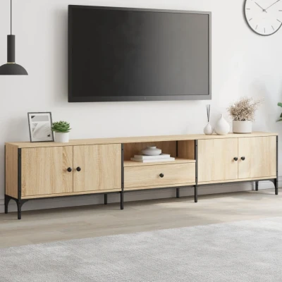 Afbeelding van Tv meubel met lade 200x25x44 cm bewerkt hout sonoma eikenkleur
