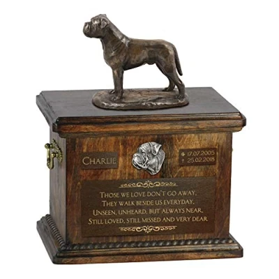 Afbeelding van Bullmastiff urn hond met beeldje gepersonaliseerde voor hondenas