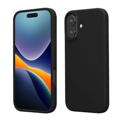 Afbeelding van kwmobile telefoonhoesje geschikt voor Apple iPhone 16 Hoesje met siliconen coating Smartphone case in zwart