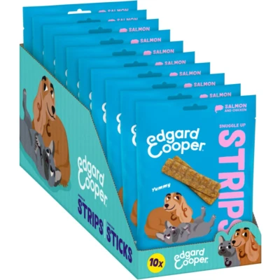 Afbeelding van 10x Edgard &amp; Cooper Adult Strips Zalm Kip 75 gr