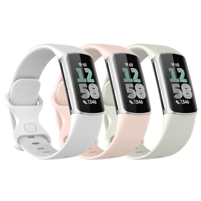 Afbeelding van Astorgos 3 stuks reservearmband compatibel met Fitbit Charge 6/Fitbit 5 voor dames en heren, zachte TPE armband