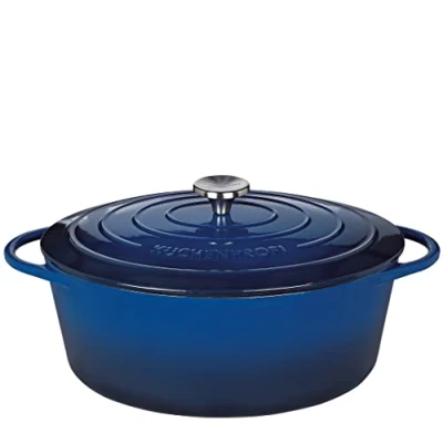 Afbeelding van Küchenprofi Ovale kookpan 33 cm Provence blauw gietijzer