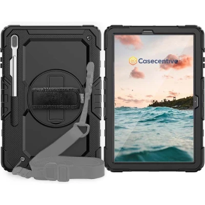 Afbeelding van Casecentive Handstrap Pro Hardcase met handvat Galaxy Tab S7 FE 2021 zwart
