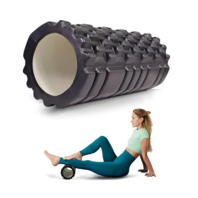 Afbeelding van Mobiclinic® FitRoller Foam Roller Schuimroller en EVA schuim 14x33 cm Pilates Yoga Rekoefeningen Draagbaar Multifunctioneel gebruik Voor het hele lichaam 3 Intensiteitsniveaus Zwart