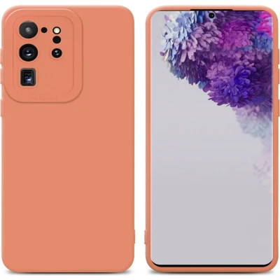 Afbeelding van Cadorabo Hoesje geschikt voor Samsung Galaxy S20 ULTRA in Fluid LICHT ORANJE Beschermhoes gemaakt van flexibel TPU silicone Cover Case