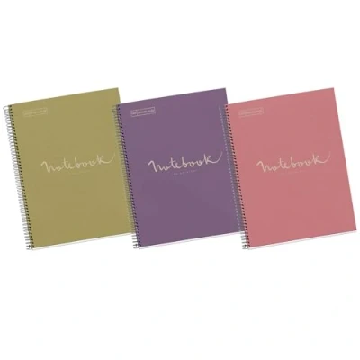 Afbeelding van Miquelrius Set van 3 notitieboeken, 100% gerecycled, microgeperforeerde spiraal, omslag gerecycled karton, afmetingen 210 x 297 mm, 4 gaten, 80 vellen à 90 g, geruite 5 mm