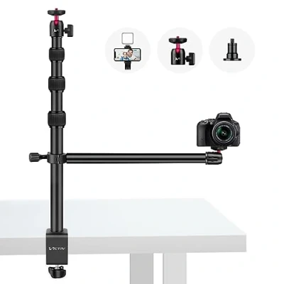 Afbeelding van Victiv Camera tafelstandaard, 37 cm tot 105 cm, tafelstatief voor DSLR camera, klemstatief met flexibele arm en 1/4 inch kogelkop licht