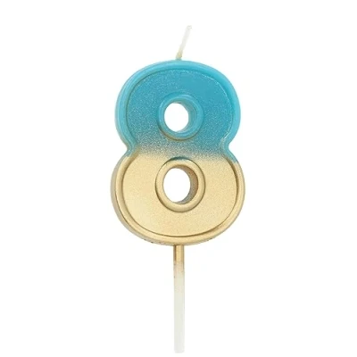 Afbeelding van Folat Kaars Retro Cijfer 8 Blauw