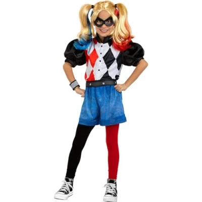 Afbeelding van FUNIDELIA Harley Quinn kostuum voor meisjes Maat: 122 134 cm
