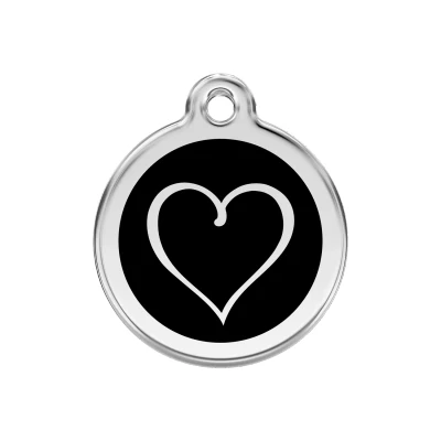 Afbeelding van Tribal Heart Black roestvrijstalen hondenpenning medium/gemiddeld dia. 3 cm RedDingo