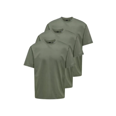 Afbeelding van Only &amp; Sons 3ER PACK FRED Tshirt basic, Heren, Maat: Small, Castor gray
