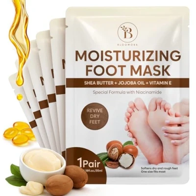Afbeelding van Vochtinbrengend voetmasker, zeer droge en beschadigde verzorging met sheaboter, jojoba olie vitamine E (6 paar)