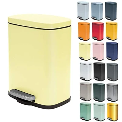 Afbeelding van Spirella Pedaalemmer Venice geel 5 liter metaal L21 x H30 cm soft close toilet/badkamer