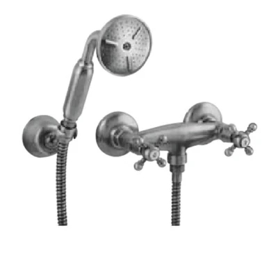 Afbeelding van PB klassieke kraan douchekraanset met sterknoppen inclusief handdouche RVS 1208855292