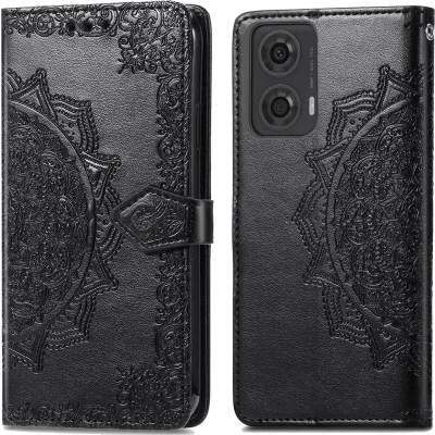 Afbeelding van iMoshion Hoesje Geschikt voor Motorola Moto G24 / G04 Met Pasjeshouder Mandala Bookcase Zwart