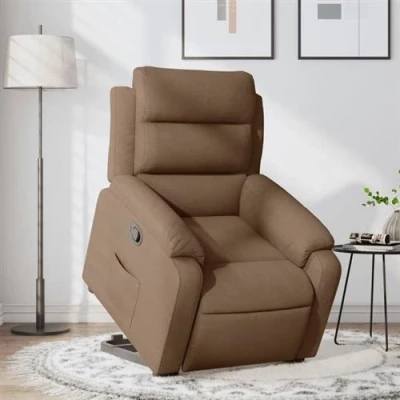 Image de vidaXL Fauteuil inclinable Marron Tissu